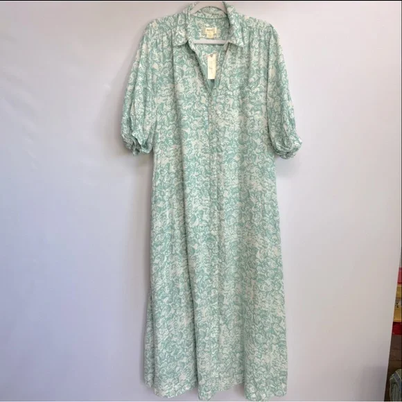 NWT Anthropologie Maeve The Irene Linen Button front Shirt Dress S